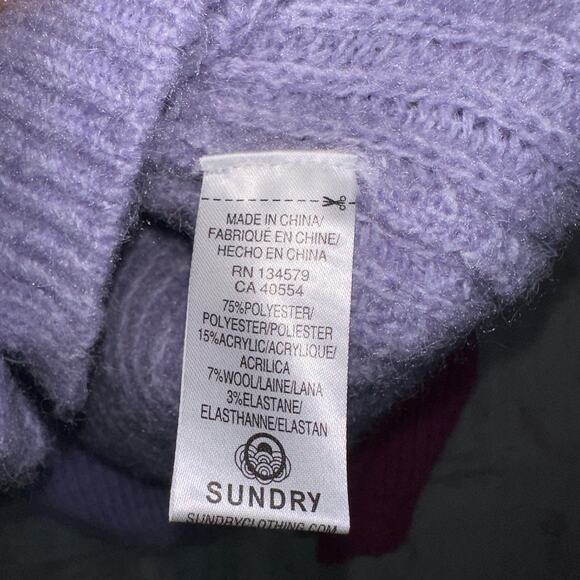 Sundry 'Colorblock' Purple Pink and Orange Cardigan Sweater Size Small Oversized - Picture 8 of 9